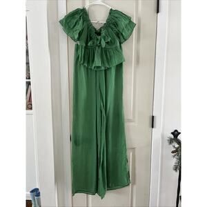 LULU’s Vacay to Paradise Green Two-Piece Swim Cover-Up Jumpsuit XS